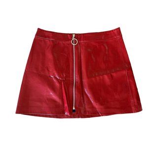 ZARA Red Vinyl Mini Skirt
